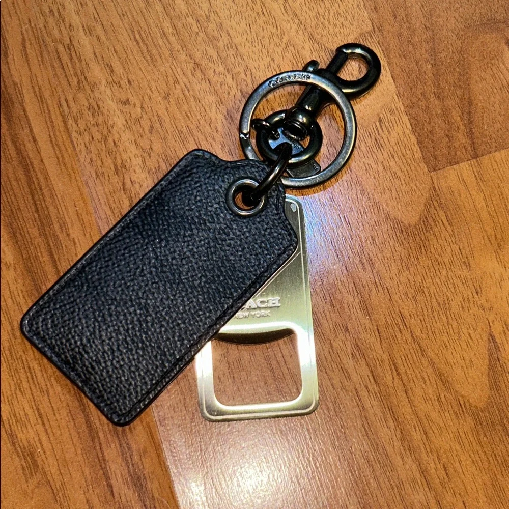Coach Coated Canvas Tag Keyring with Metal Bottle Opener - Picture 2 of 10